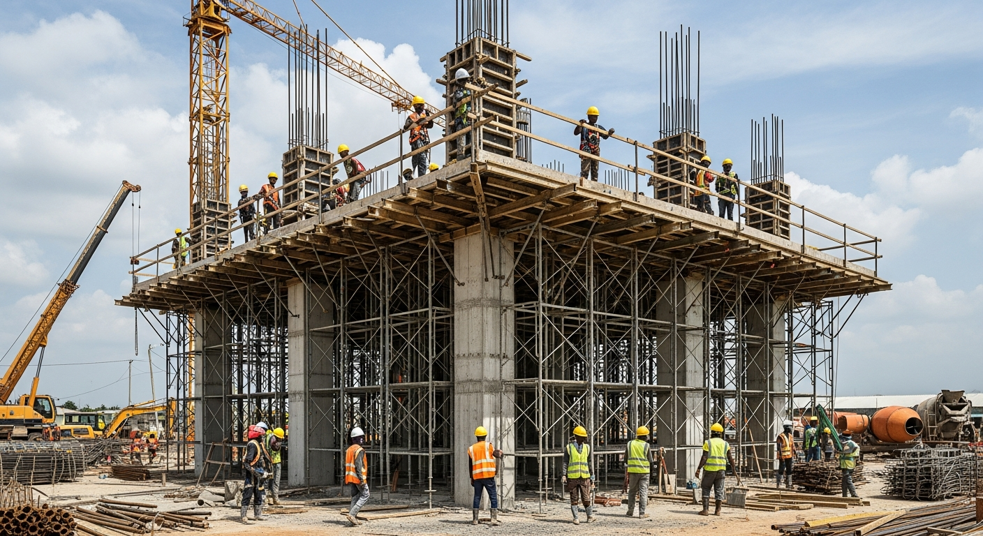 Civil engineering construction site in Ghana